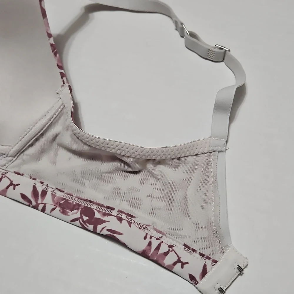 Tahari Mauve Floral Wireless Seamless Bra Size 36C - Picture 7 of 9
